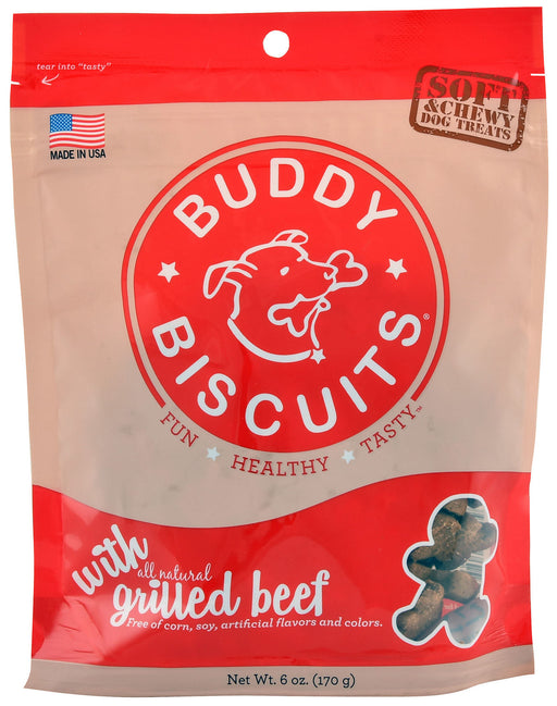 Soft & Chewy Buddy Biscuits, 6 oz - Grilled Beef  