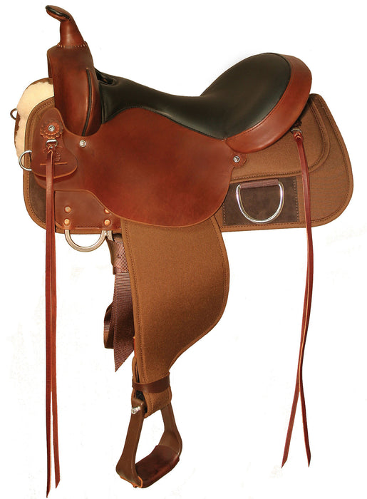 High Horse Lockhart Cordura Trail Saddle, Wide, Tobac - 17 in  