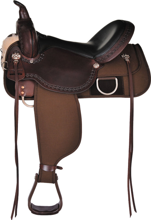 High Horse Magnolia Cordura Trail Saddle, Wide, Tobac - 15 in  