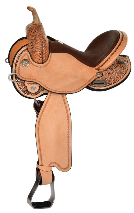 Kelly Kaminski Swift Flex2 Barrel Saddle, Regular, Antique - 15 in Seat  