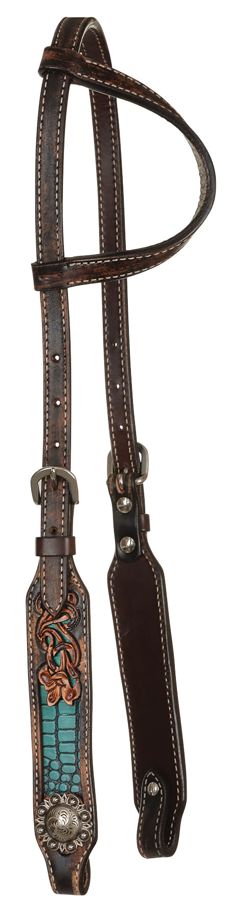 Circle Y Distressed Gator One Ear Headstall -   