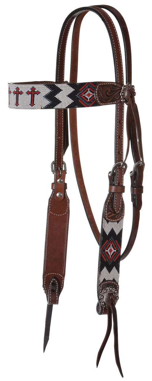 Circle Y Infinity Beaded Cross Headstall -   