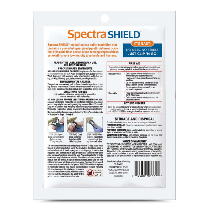 Spectra Shield Collar Medallion for Dogs - Spectra Shield for Small Dog 14-29 lb  