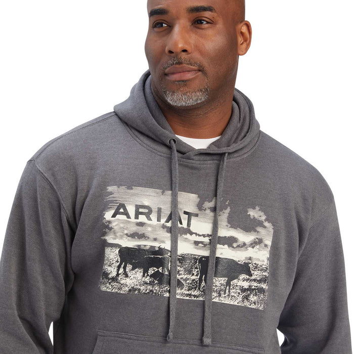 Men's Ariat Pastures Sweatshirt Hoodie, Unisex/Charcoal Heather, XLarge - XXLarge  