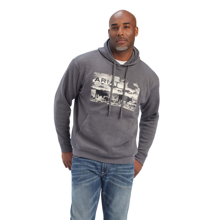 Men's Ariat Pastures Sweatshirt Hoodie, Unisex/Charcoal Heather, XLarge - XXLarge  