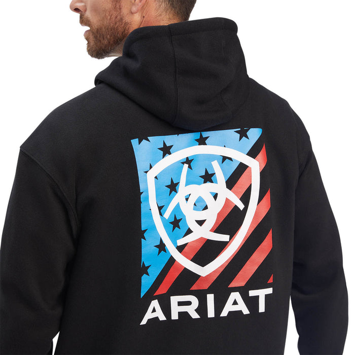 Ariat Men's Americana Block Sweatshirt Hoodie, Blk - XXLarge  