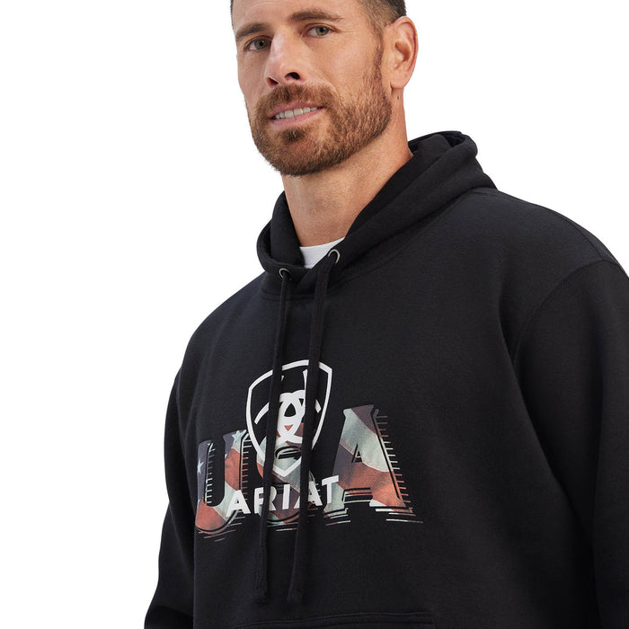 Ariat USA Proud Sweatshirt Hoodie, Unisex, Black - XXLarge  