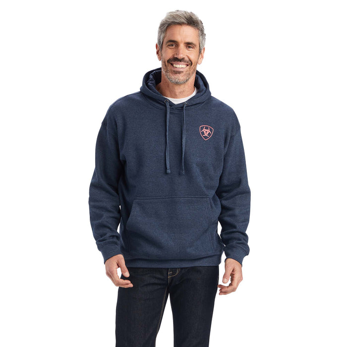 Ariat Men's US of A Sweatshirt Hoodie, Navy Heather - XXLarge  