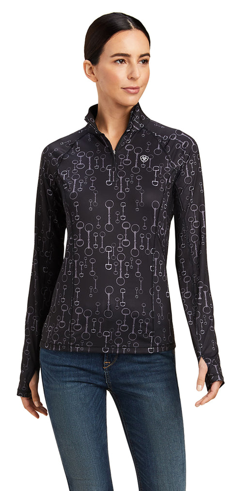 Ariat Lowell 2.0 1/4 Zip Baselayer, Black Bit Print - XXLarge  