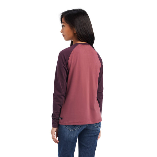 Ariat Girls Varsity Longsleeve T-Shirt, Mulberry/Rose - XXLarge  