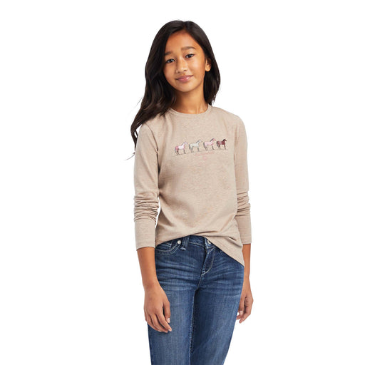 Ariat Youth "Horse of a Different Color" Longsleeve T-Shirt, Banyan Bark Heather - XXLarge  