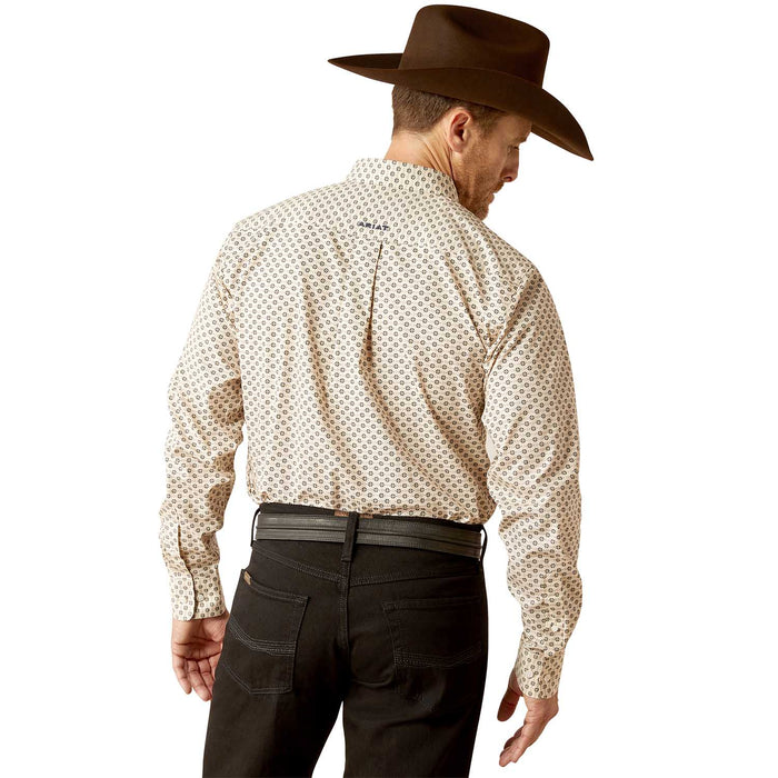 Ariat Mens Wrinkle Free Fraiser Longsleeve Fitted Shirt Color Cream