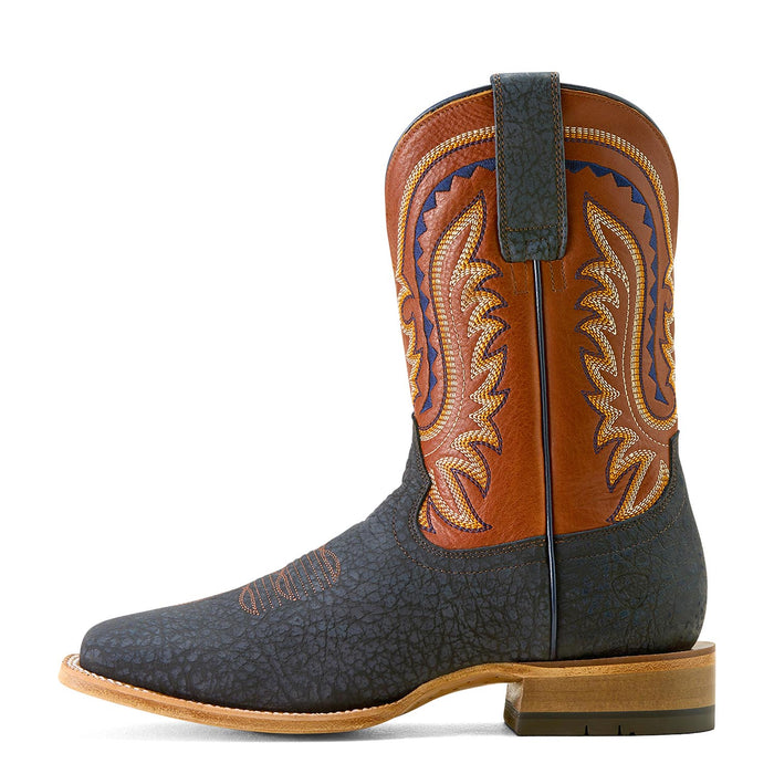 Ariat Mens Rock Ridge Wide Square Toe Western Boot Color Navy Bison