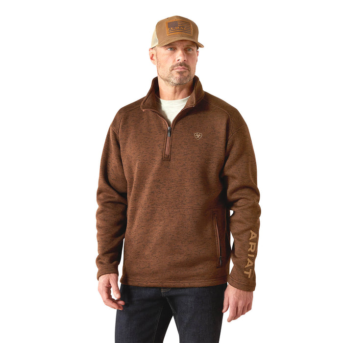 Ariat Mens Caldwell 1/4 Zip Pullover Sweater Color Brown