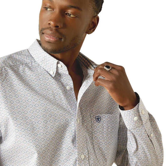 Ariat Mens Wrinkle Free Declan Classic Fit Shirt Color White