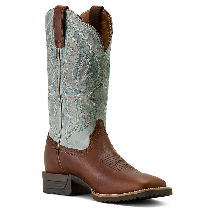 Ariat Womens Hybrid Ranchwork Wide Square Toe Western Boot, 6 Color Brown