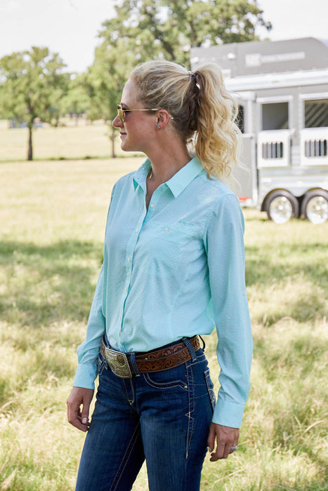 Women's VentTek Stretch Shirt, Aqua Check - XLarge  