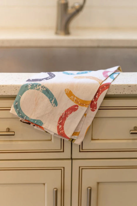 Colorful Horseshoes Kitchen Towel, 100% Cotton -   