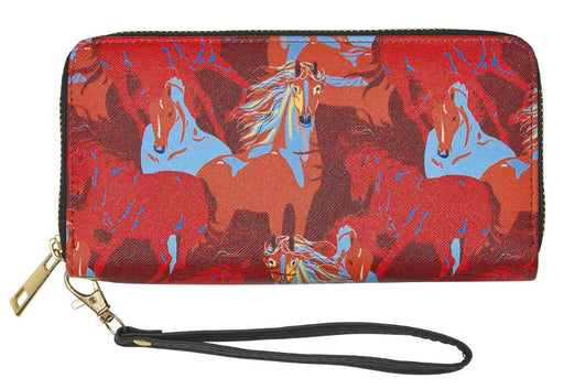 Colorful Horses Clutch Wallet - Red  