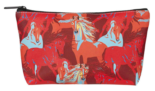 Colorful Horses Cosmetic Pouch - Red Medium 