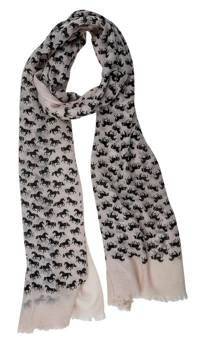 Lila Horse Silhouettes Scarf - Tan  