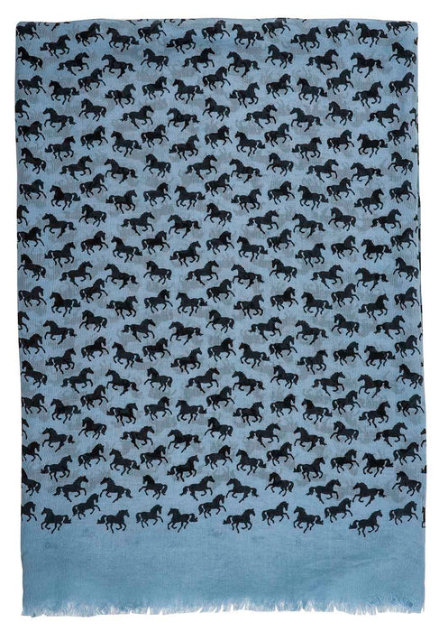 Lila Horse Silhouettes Scarf - Denim  