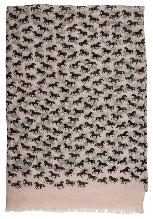 Lila Horse Silhouettes Scarf - Tan  