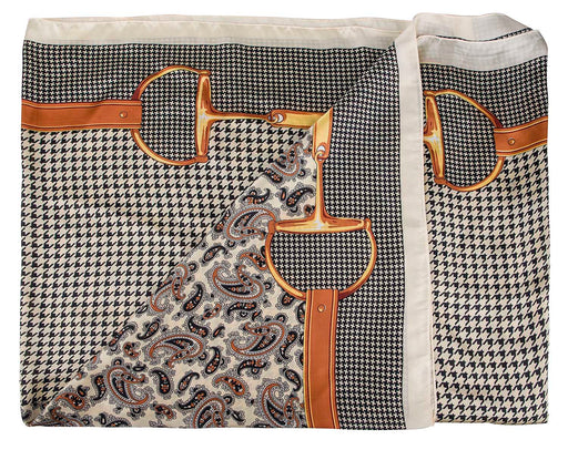 Paisley & Houndstooth Snaffle Bits Silky Scarf, 35" x 70" - Multi  