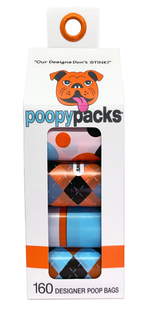 Poopy Packs 8 Rolls Dog Poop Bags - Orange  