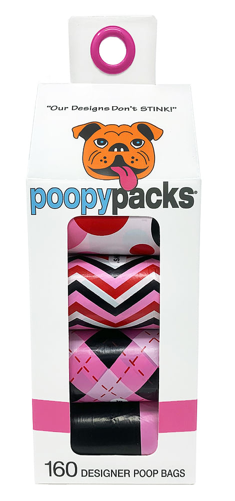 Poopy Packs 8 Rolls Dog Poop Bags - Pink  