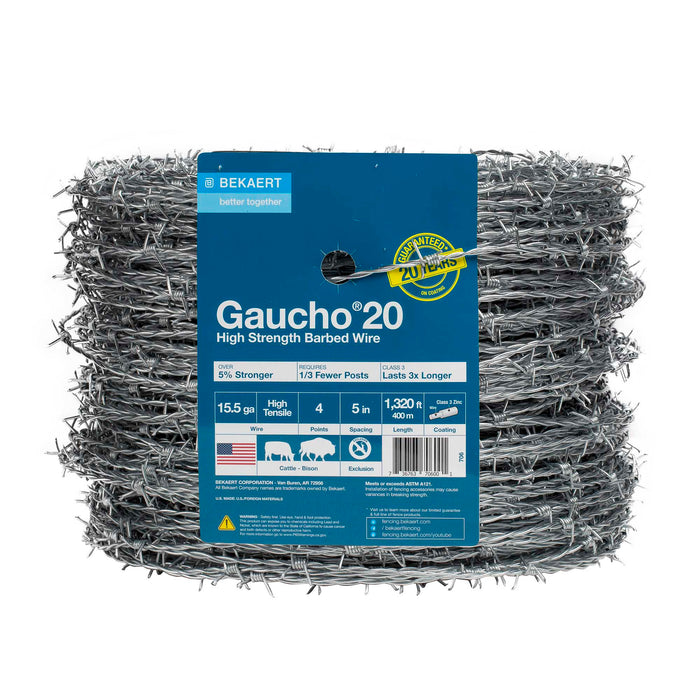 Gaucho 20 15.5 ga 4-Point 5" Spacing High Tensile Barbed Wire -   