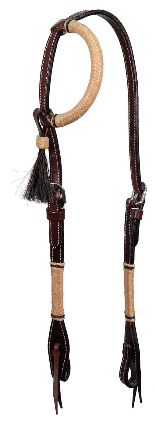 Natural Rawhide One Ear Headstall - Dark Oil  