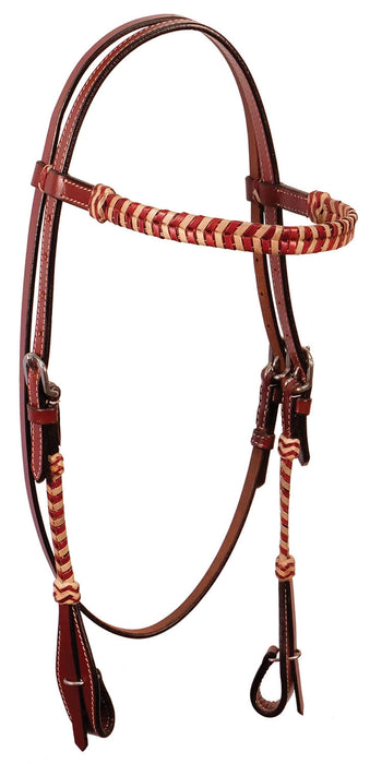 Brown Rawhide Laced Browband Headstall -   