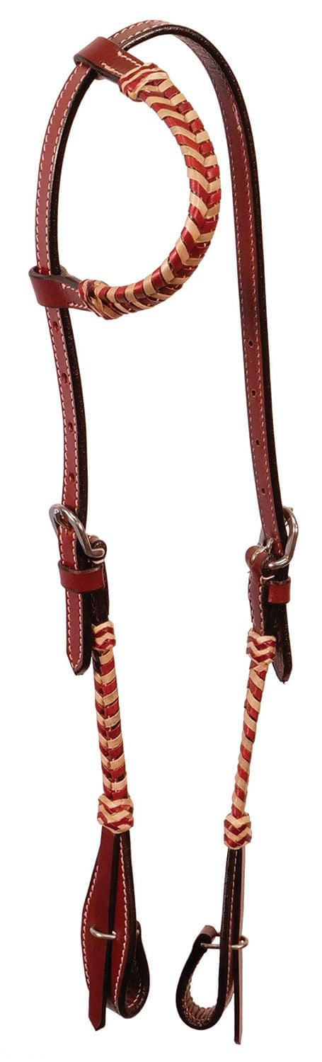 Brown Rawhide Laced One Ear Headstall -   