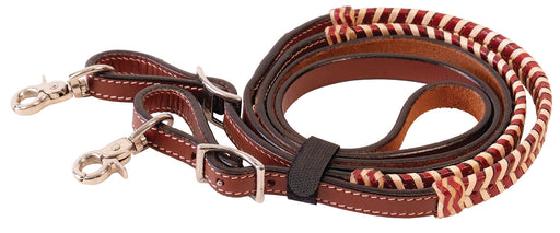 Brown Rawhide Laced Roping Rein, 7' -   