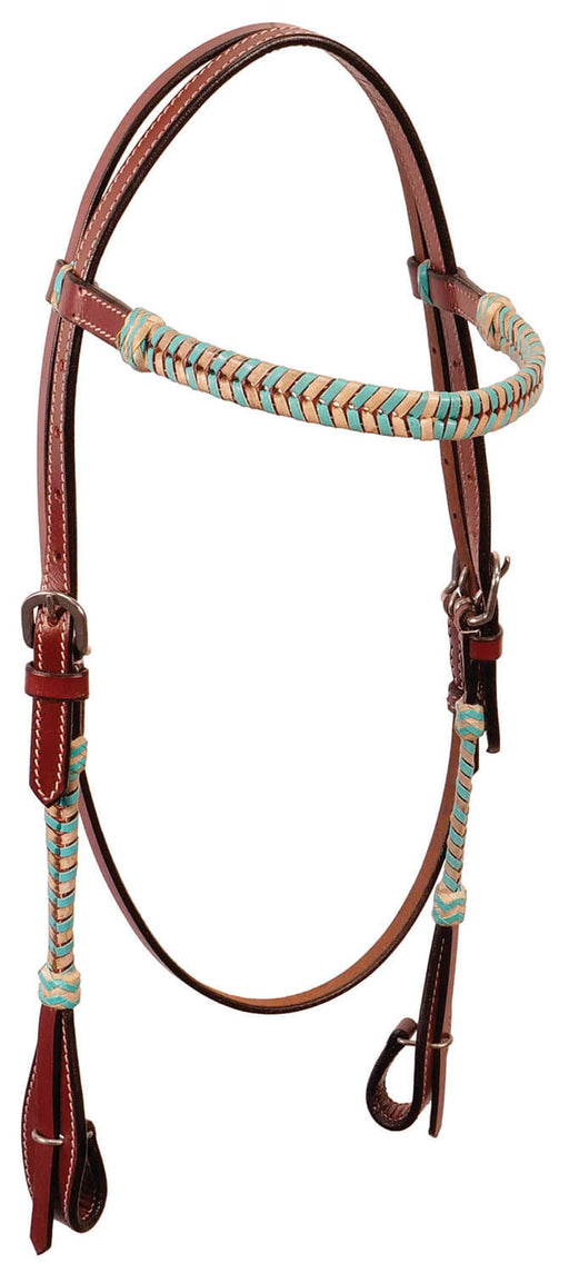 Turquoise Rawhide Laced Browband Headstall -   