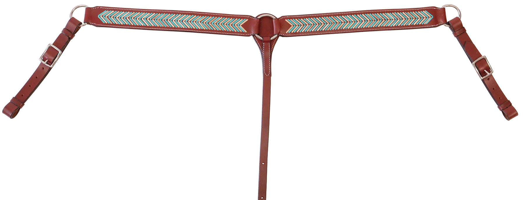 Turquoise Rawhide Laced Breast Collar -   