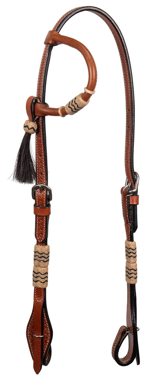 Rawhide & Tassel One Ear Headstall, Full - Chestnut  