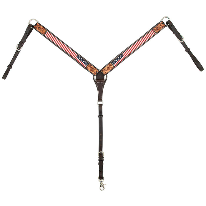 Cody Pro Stars & Stripes Breast Collar with Floral Tooling