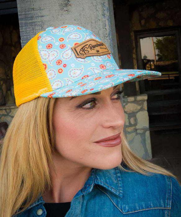 STS Turquoise Paisley Patch Hat, Ladies -   