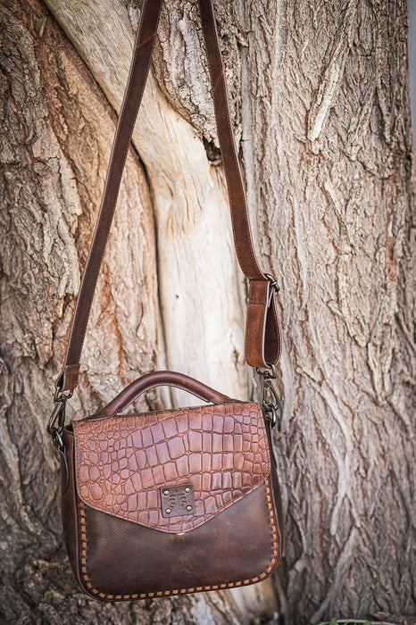 STS Catalina Croc Leather Dakota Crossbody Bag - Brown  