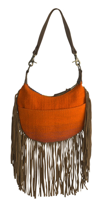 STS Crimson Sun Nellie Western Fringe Leather Trim Purse - Red  