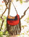 STS Crimson Sun Nellie Western Fringe Leather Trim Purse - Red  