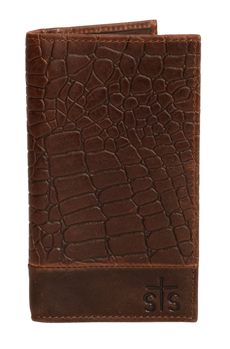 STS Men's Croc Long Bifold Wallet - Brown  