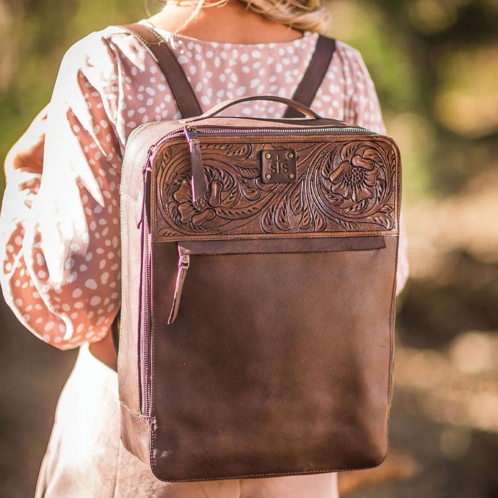 STS Westward Tooled Leather Women's Backpack - Brown  