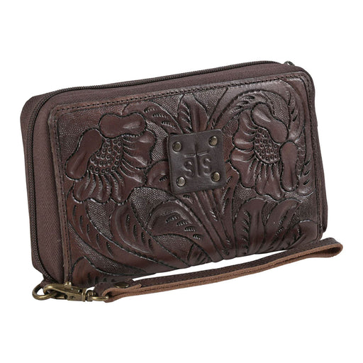 STS Westward Kacy Tooled Leather Zip-Around Organizer - Brown  