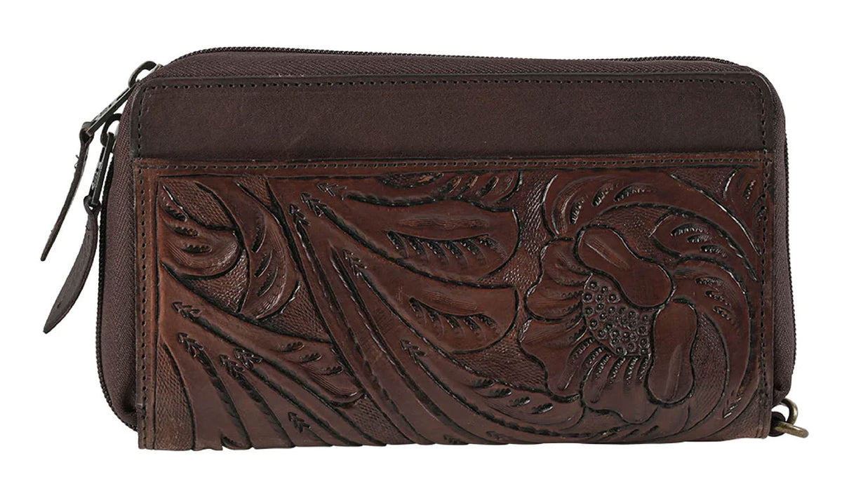 STS Westward Kacy Tooled Leather Zip-Around Organizer - Brown  