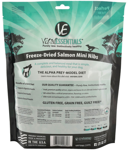 Vital Essentials Freeze-Dried Salmon Mini Nibs Dog Food -   