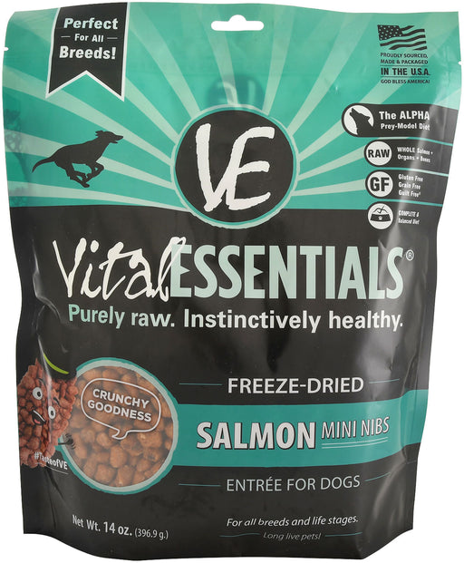 Vital Essentials Freeze-Dried Salmon Mini Nibs Dog Food -   