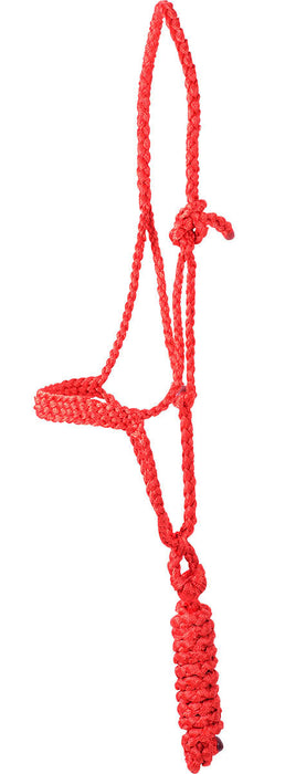 Classic Equine Flat Braid Halter with Lead Rope - Red  